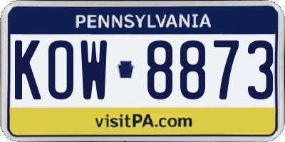 PA license plate KOW8873