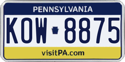 PA license plate KOW8875