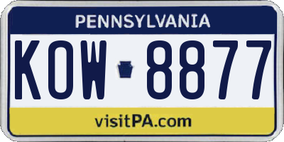 PA license plate KOW8877