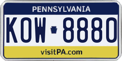 PA license plate KOW8880