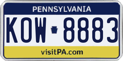 PA license plate KOW8883
