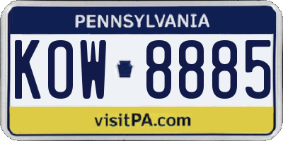 PA license plate KOW8885
