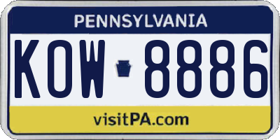 PA license plate KOW8886