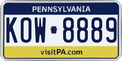 PA license plate KOW8889