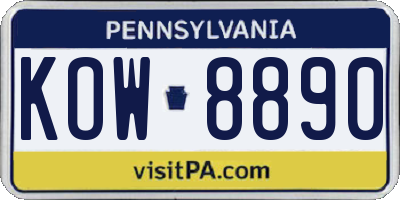 PA license plate KOW8890
