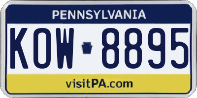 PA license plate KOW8895