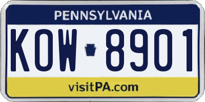 PA license plate KOW8901