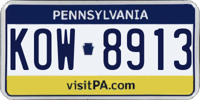 PA license plate KOW8913