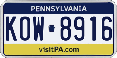 PA license plate KOW8916