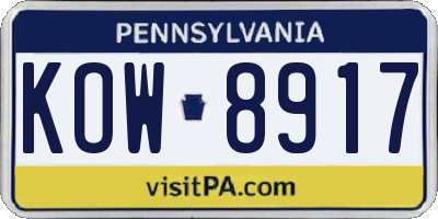 PA license plate KOW8917