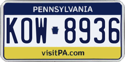PA license plate KOW8936