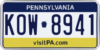 PA license plate KOW8941