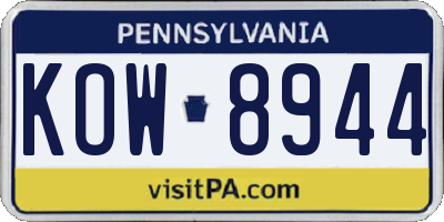 PA license plate KOW8944