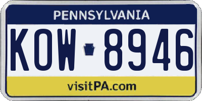 PA license plate KOW8946