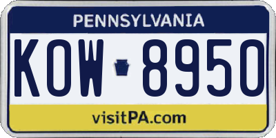 PA license plate KOW8950