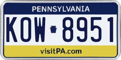 PA license plate KOW8951