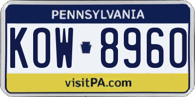 PA license plate KOW8960
