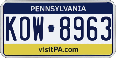 PA license plate KOW8963
