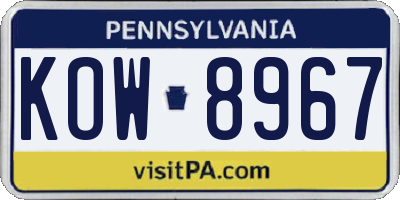 PA license plate KOW8967