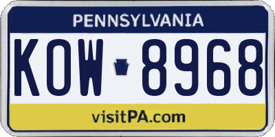 PA license plate KOW8968