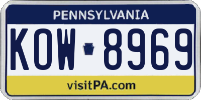 PA license plate KOW8969