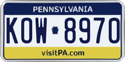 PA license plate KOW8970
