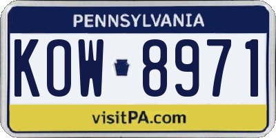 PA license plate KOW8971