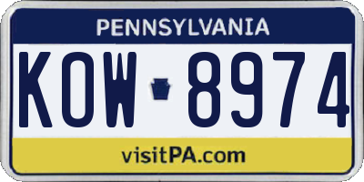 PA license plate KOW8974