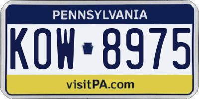 PA license plate KOW8975