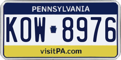 PA license plate KOW8976