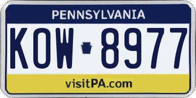 PA license plate KOW8977