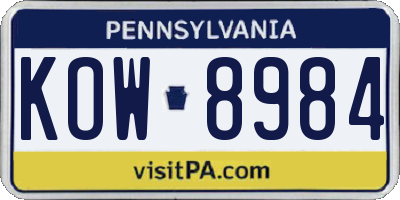 PA license plate KOW8984