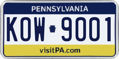 PA license plate KOW9001