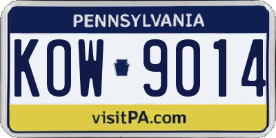 PA license plate KOW9014
