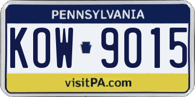 PA license plate KOW9015