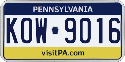 PA license plate KOW9016