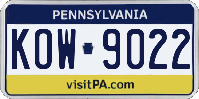 PA license plate KOW9022