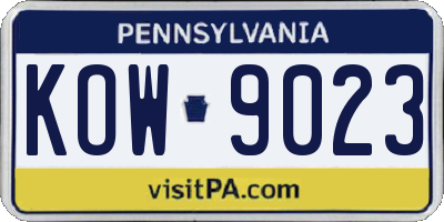 PA license plate KOW9023