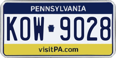 PA license plate KOW9028