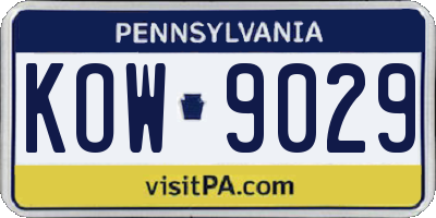 PA license plate KOW9029