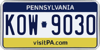 PA license plate KOW9030