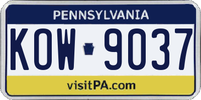 PA license plate KOW9037