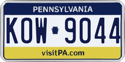 PA license plate KOW9044