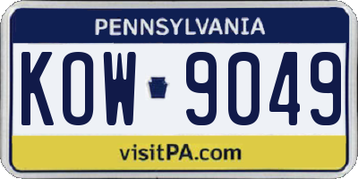 PA license plate KOW9049