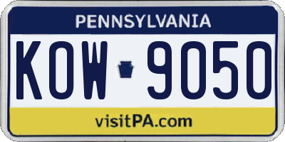 PA license plate KOW9050