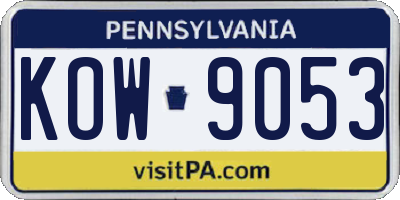 PA license plate KOW9053