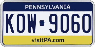 PA license plate KOW9060