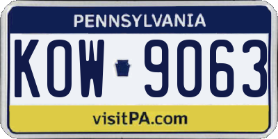 PA license plate KOW9063
