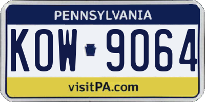 PA license plate KOW9064