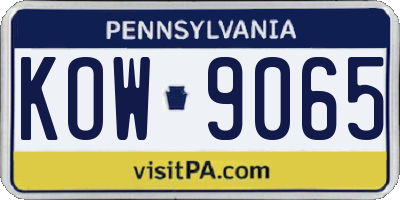 PA license plate KOW9065